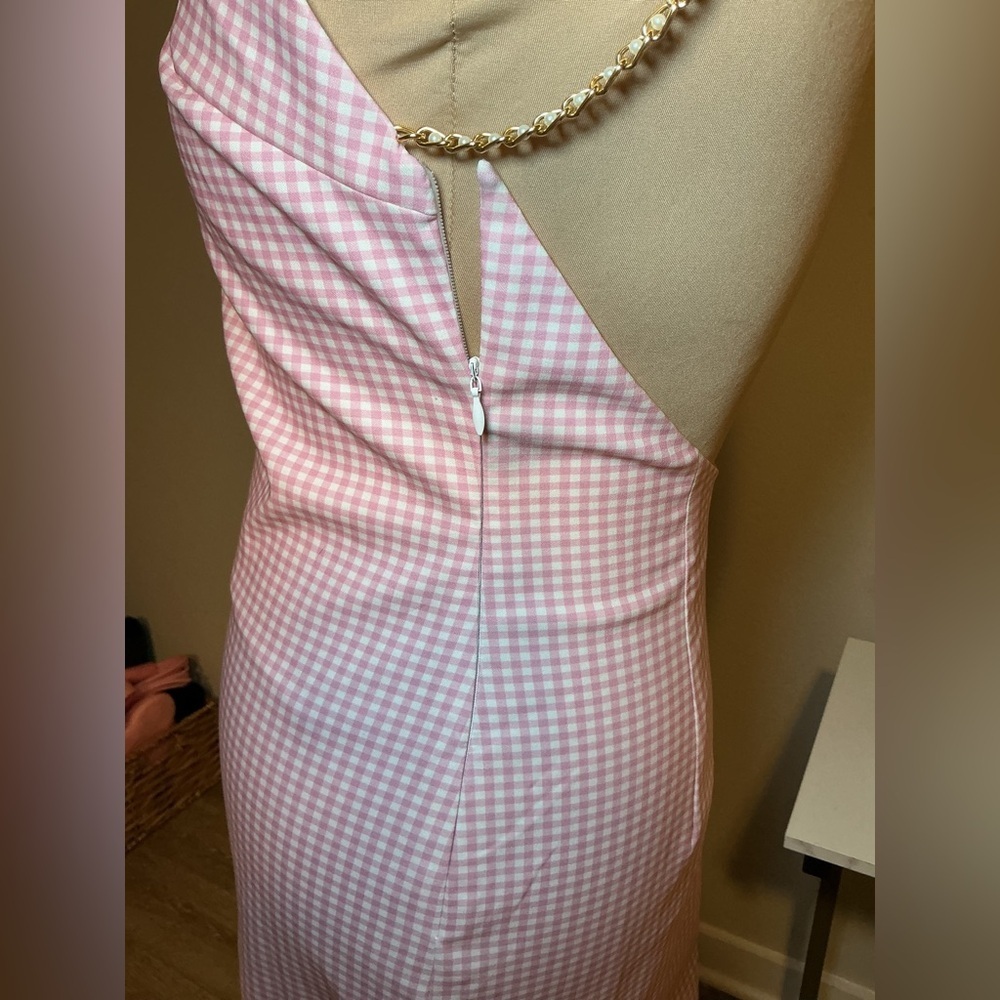 Meshki Pink Gingham Dress with Chain Straps - Picture 4 of 8